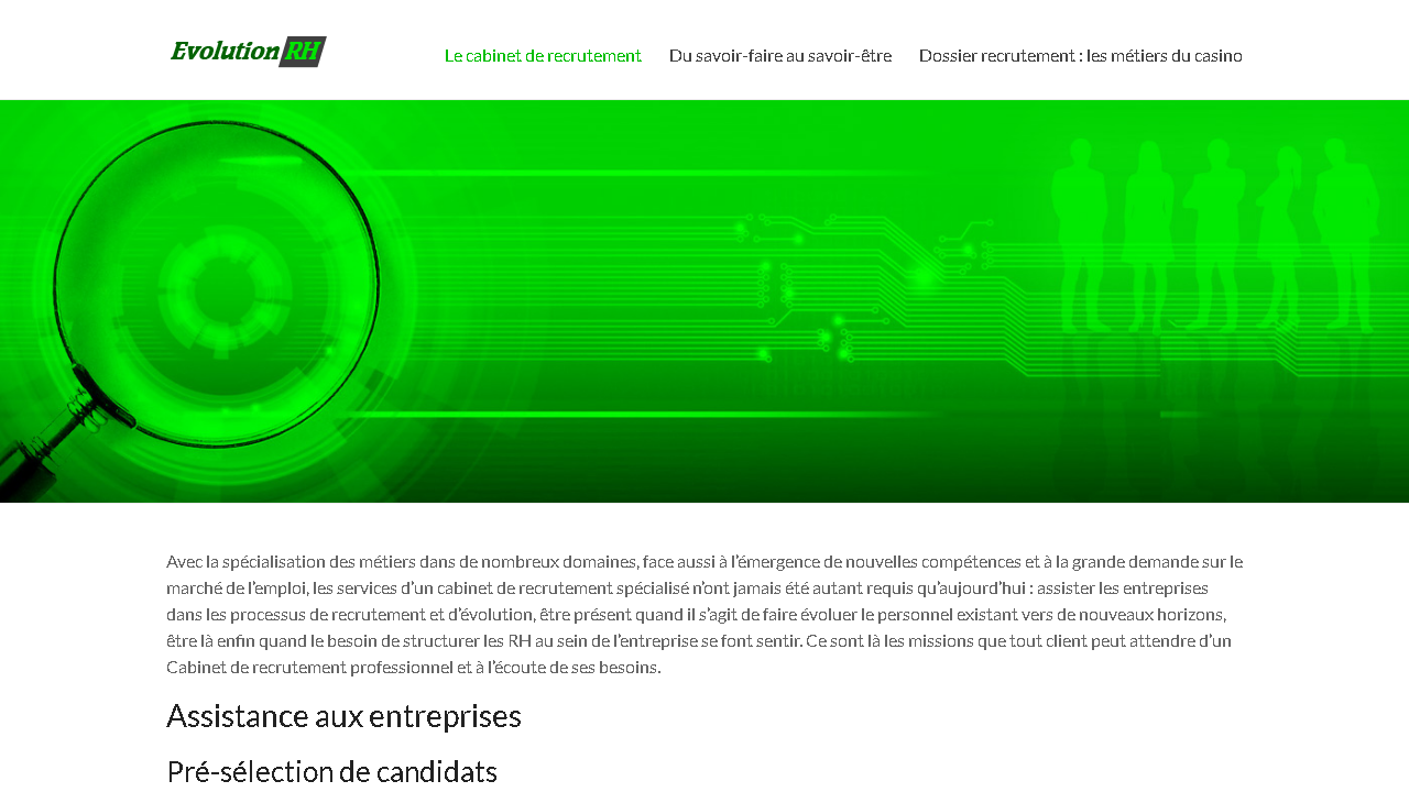 Capture d'écran de http://www.evolutionrh.com/ 